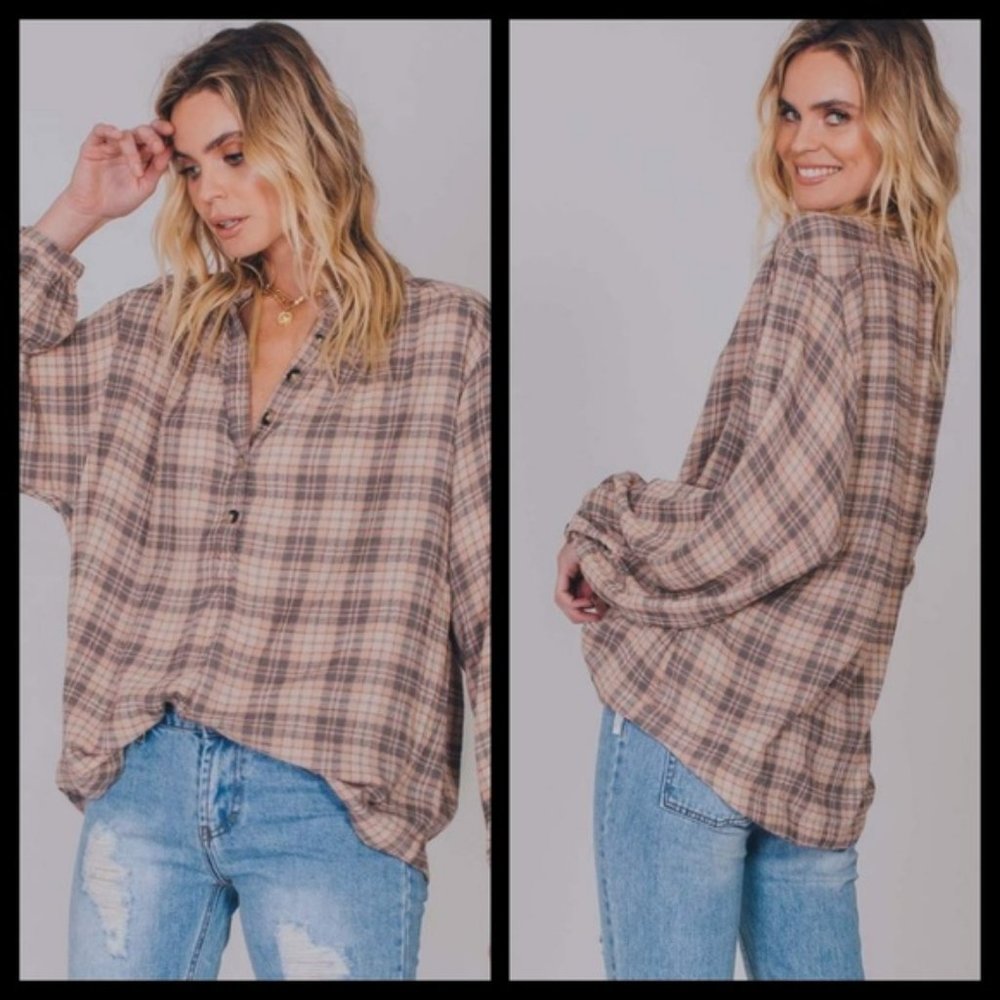 FREE PEOPLE Northern Bound Button Down Blouse EUC sz S - Picture 9 of 11